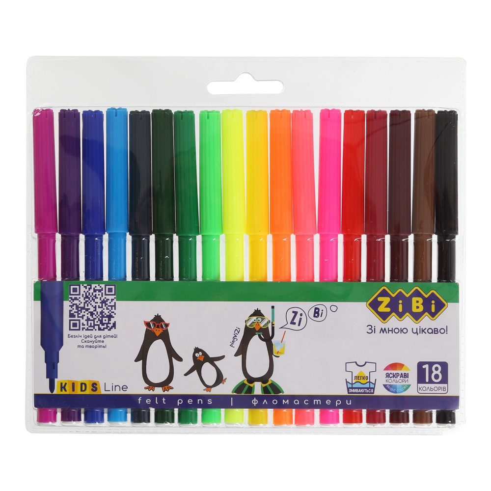 Фломастери, 18 кольорів