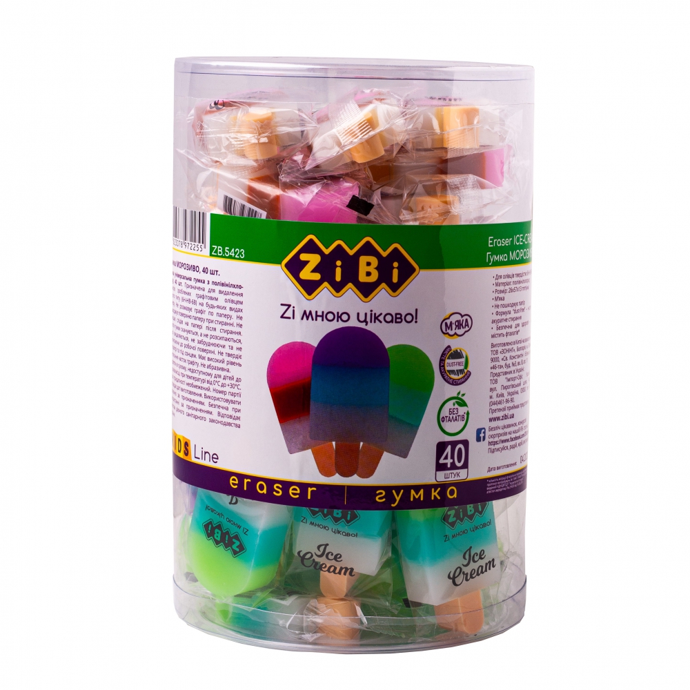 Гумка прямокутна ice cream 26*57*13мм