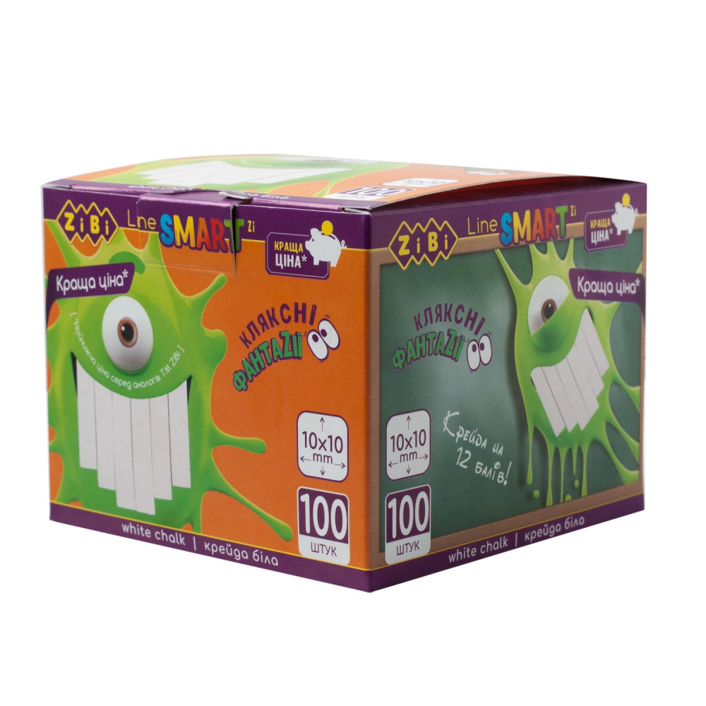/Крейда біла 100 шт., картонна коробка, SMART Line