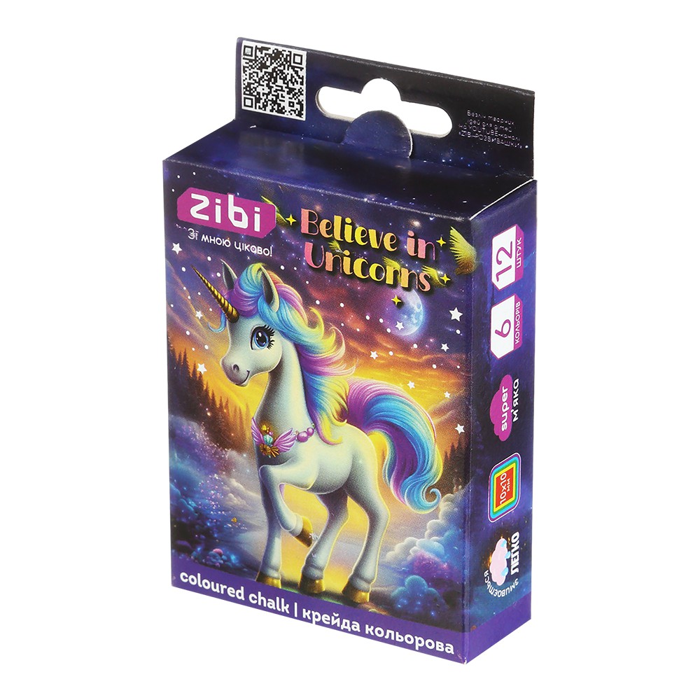 /Крейда кольорова квадратна, UNICORN, 12 шт., картонна коробка