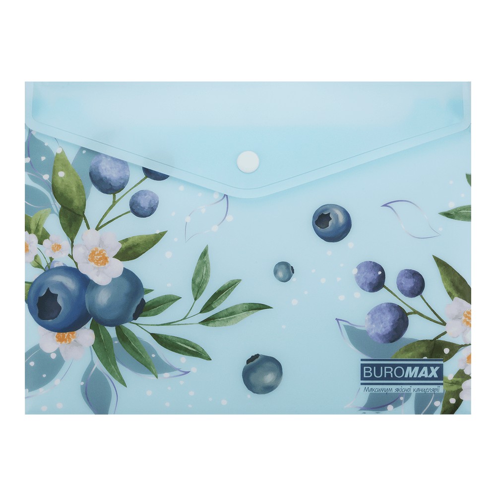 Папка-конверт А5 на кнопці, BLUEBERRY ARABESKI, напівпрозора, морська хвиля