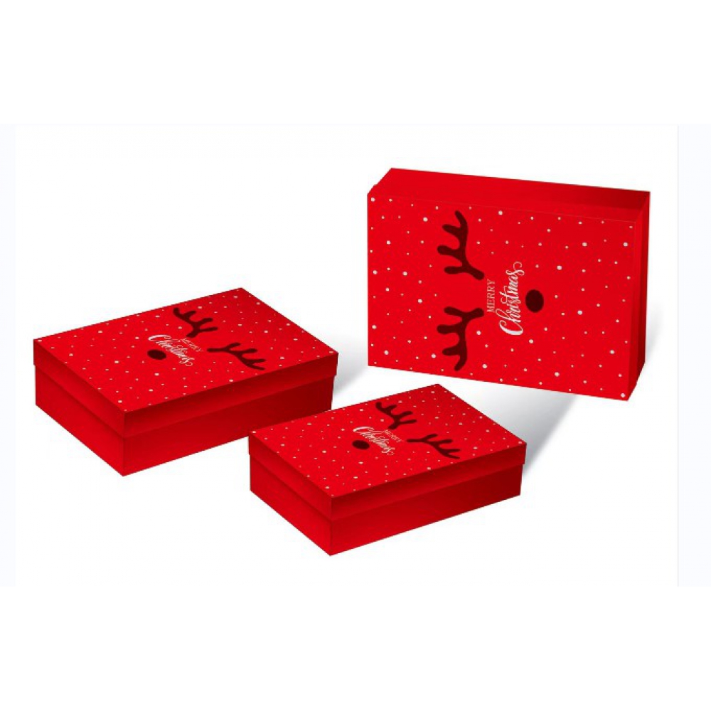 Коробки подарункові, набір 3шт, вкладені 1в1 - розмір найбільшої 33х23.5х9см, тиснення фольгою BM.23