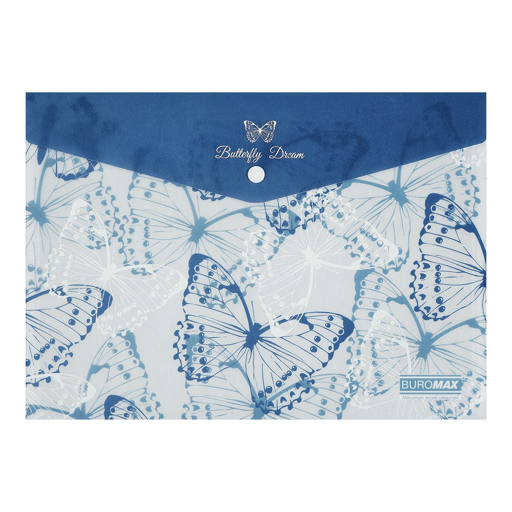 Папка-конверт А4 на кнопці, MACHAON ARABESKI, напівпрозора, синя