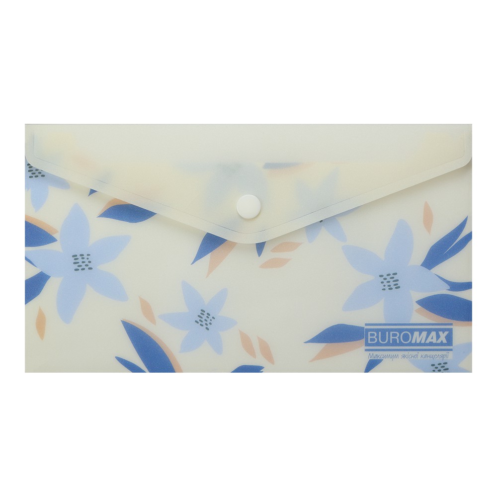 Папка-конверт DL на кнопці, MYOSOTIS ARABESKI, напівпрозора, маренго