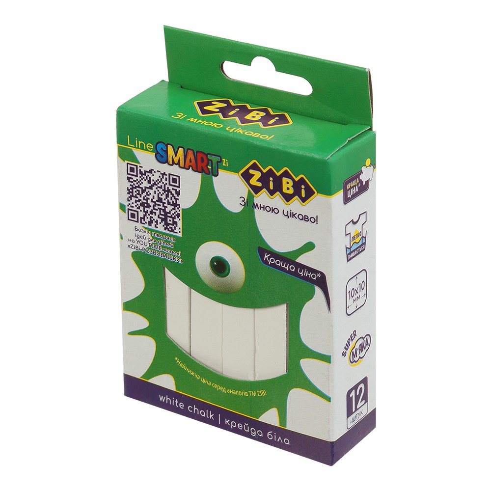 /Крейда біла квадратна 12 шт., картонна коробка, SMART Line