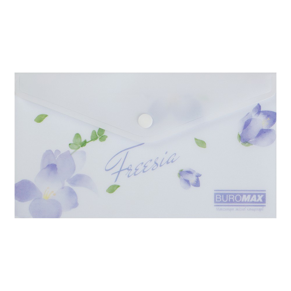 Папка-конверт DL на кнопці, FREESIA ARABESKI, напівпрозора, бузкова