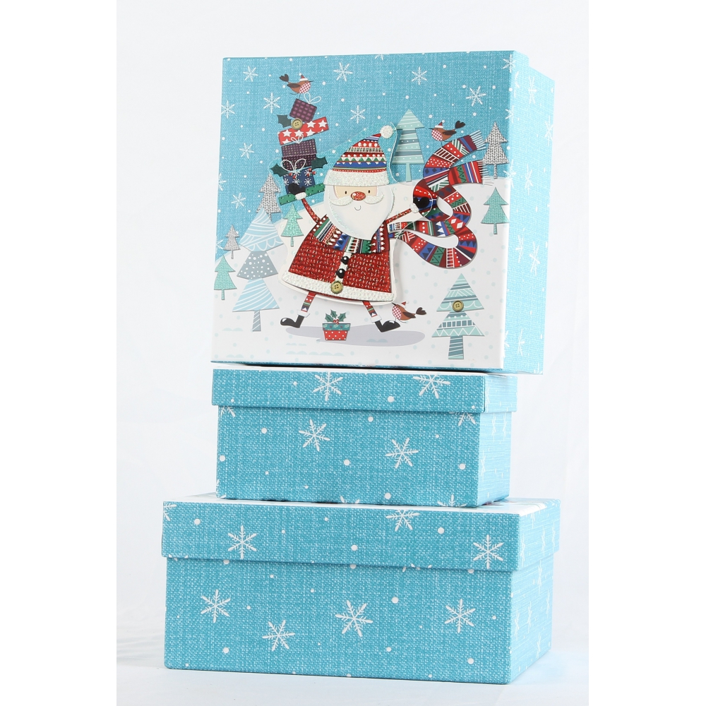 Коробки подарункові, набір 3шт, вкладені 1в1 - розмір найбільшої 20х20х9.5см, із 3D зображенням BM.2