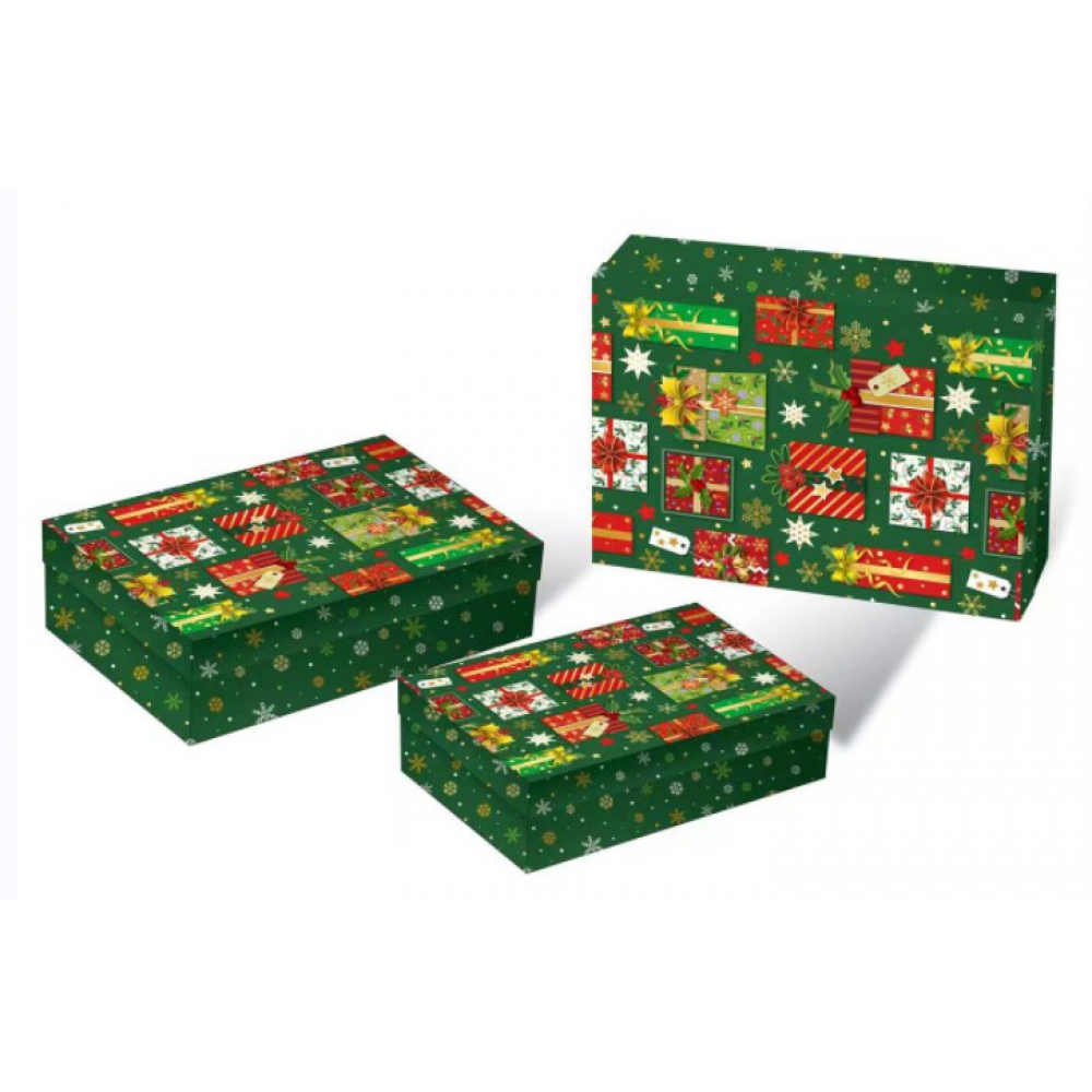 Коробки подарункові, набір 3шт, вкладені 1в1 - розмір найбільшої 33х23.5х9см, тиснення фольгою BM.23