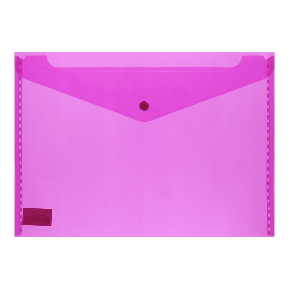 Папка-конверт А4 на кнопці, прозора, фіолетовий