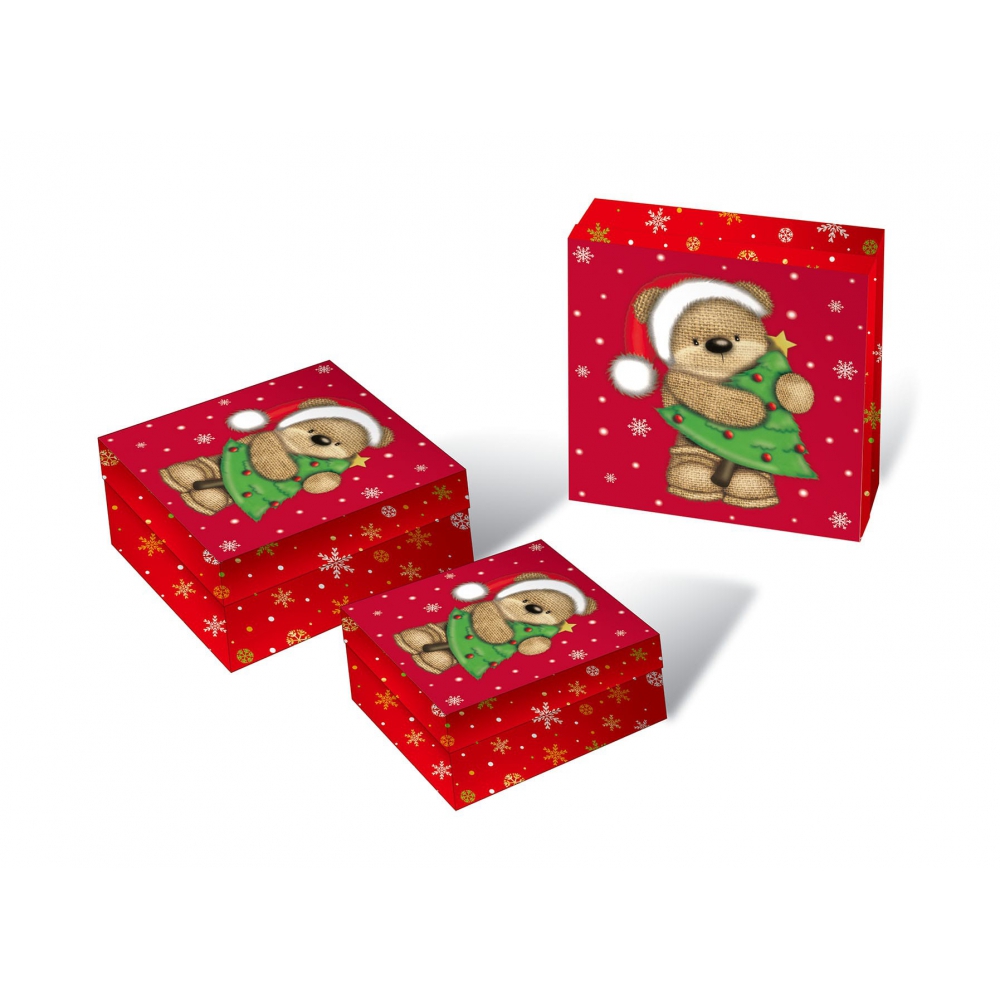 Коробки подарункові, набір 3шт, вкладені 1в1 - розмір найбільшої 20х20х9.5см, тиснення фольгою BM.23