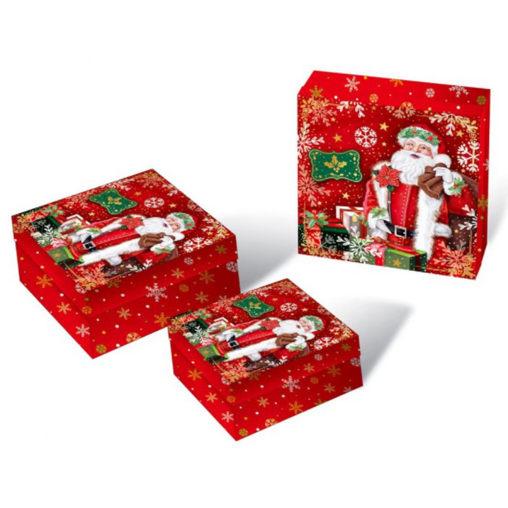 Коробки подарункові, набір 3шт, вкладені 1в1 - розмір найбільшої 20х20х9.5см, тиснення фольгою BM.23