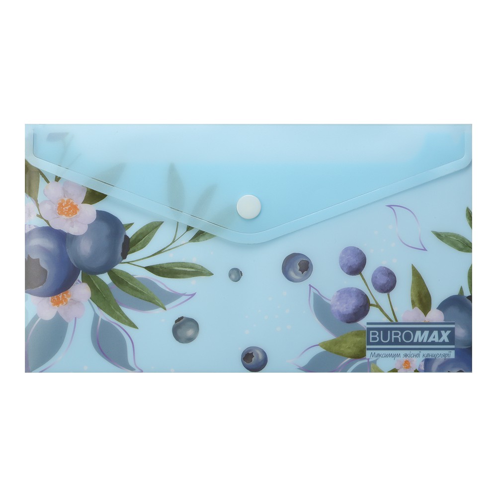 Папка-конверт DL на кнопці, BLUEBERRY ARABESKI, напівпрозора, морська хвиля