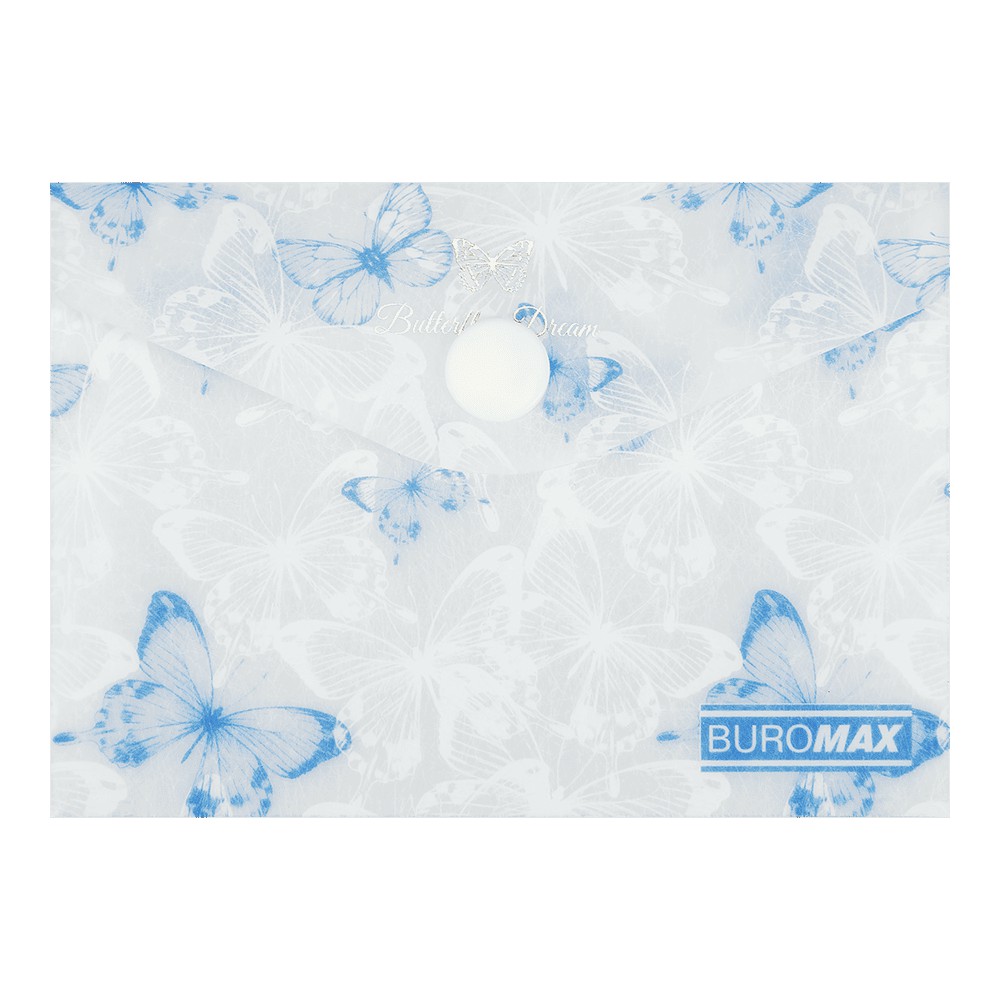 Папка-конверт А7 на кнопці, BUTTERFLY ARABESKI, напівпрозора, біла перламутрова