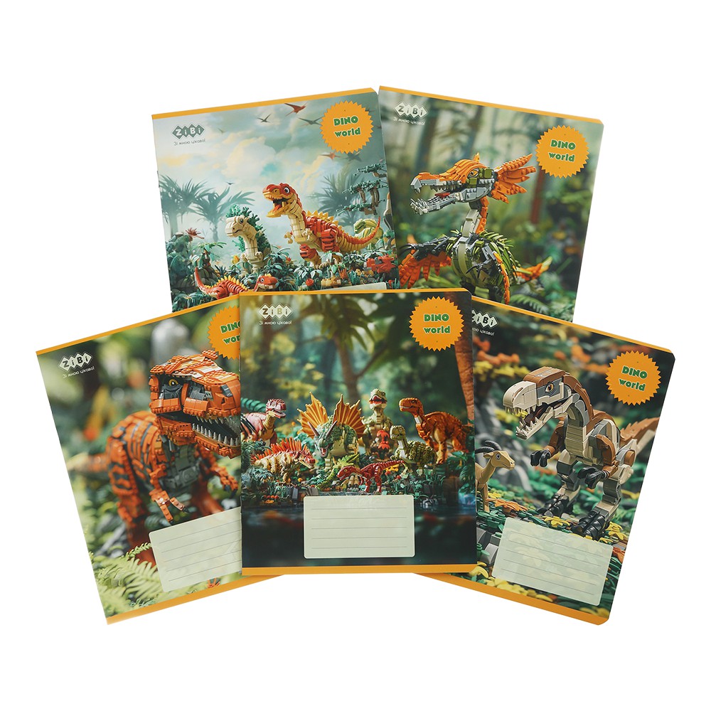/Зошит учнівський шкільний DINO, 12арк., клітинка, асорті, KIDS LINE