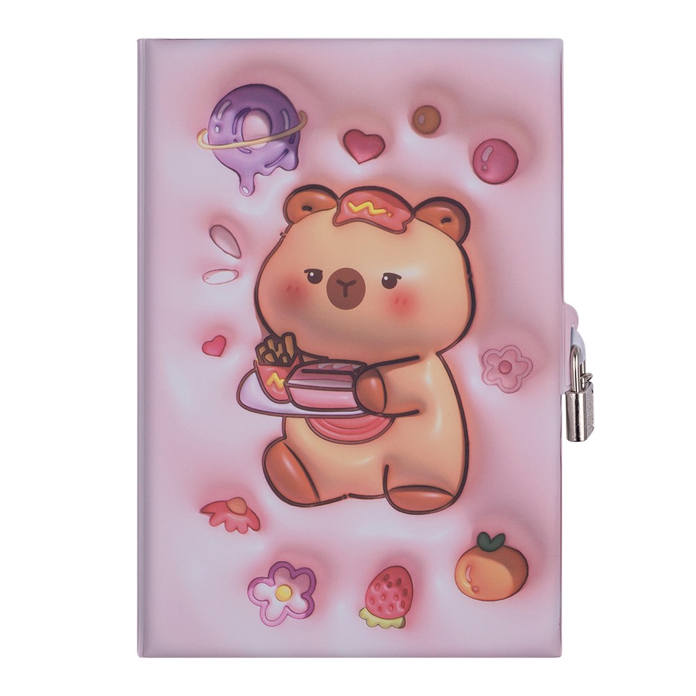 Блокнот із замком CAPYBARA, 145 х 210 мм, 80 арк., клітинка, Soft PU обкладинка, асорті, KIDS Line