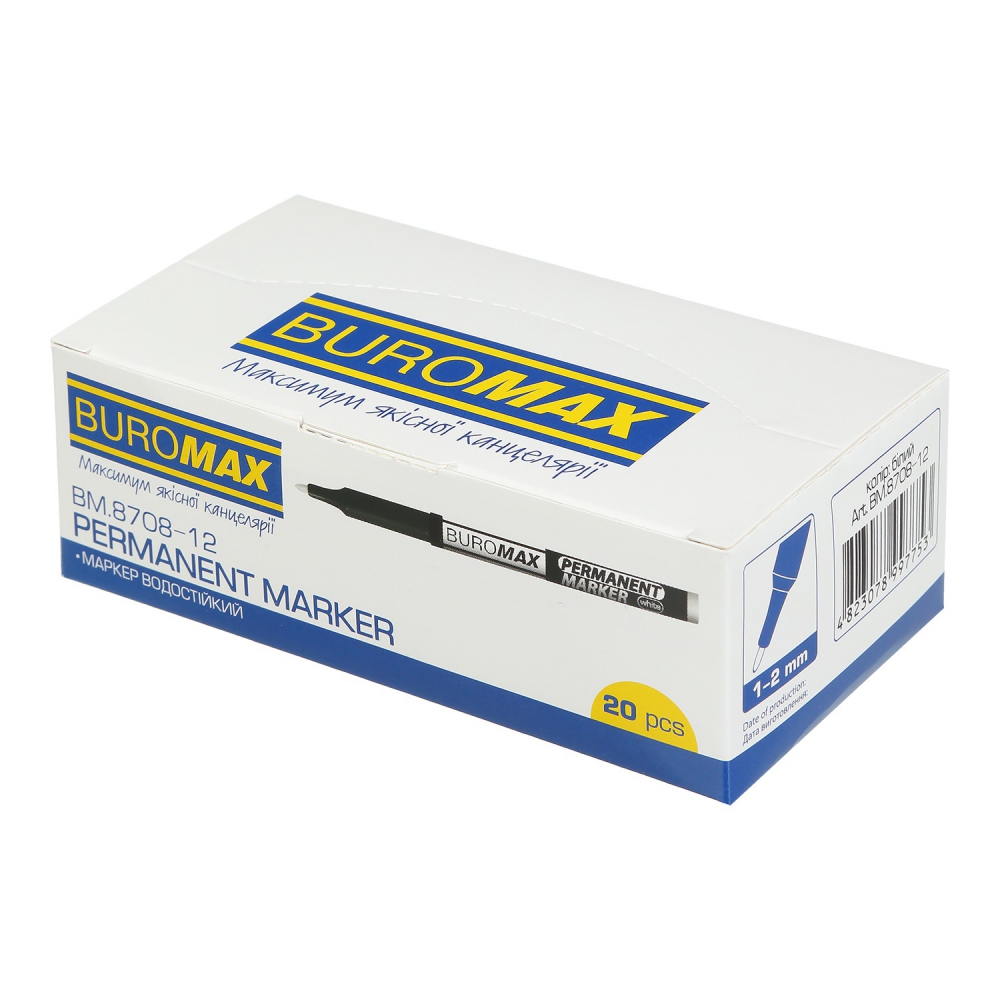 Маркер водостійкий, білий, 1-2 мм