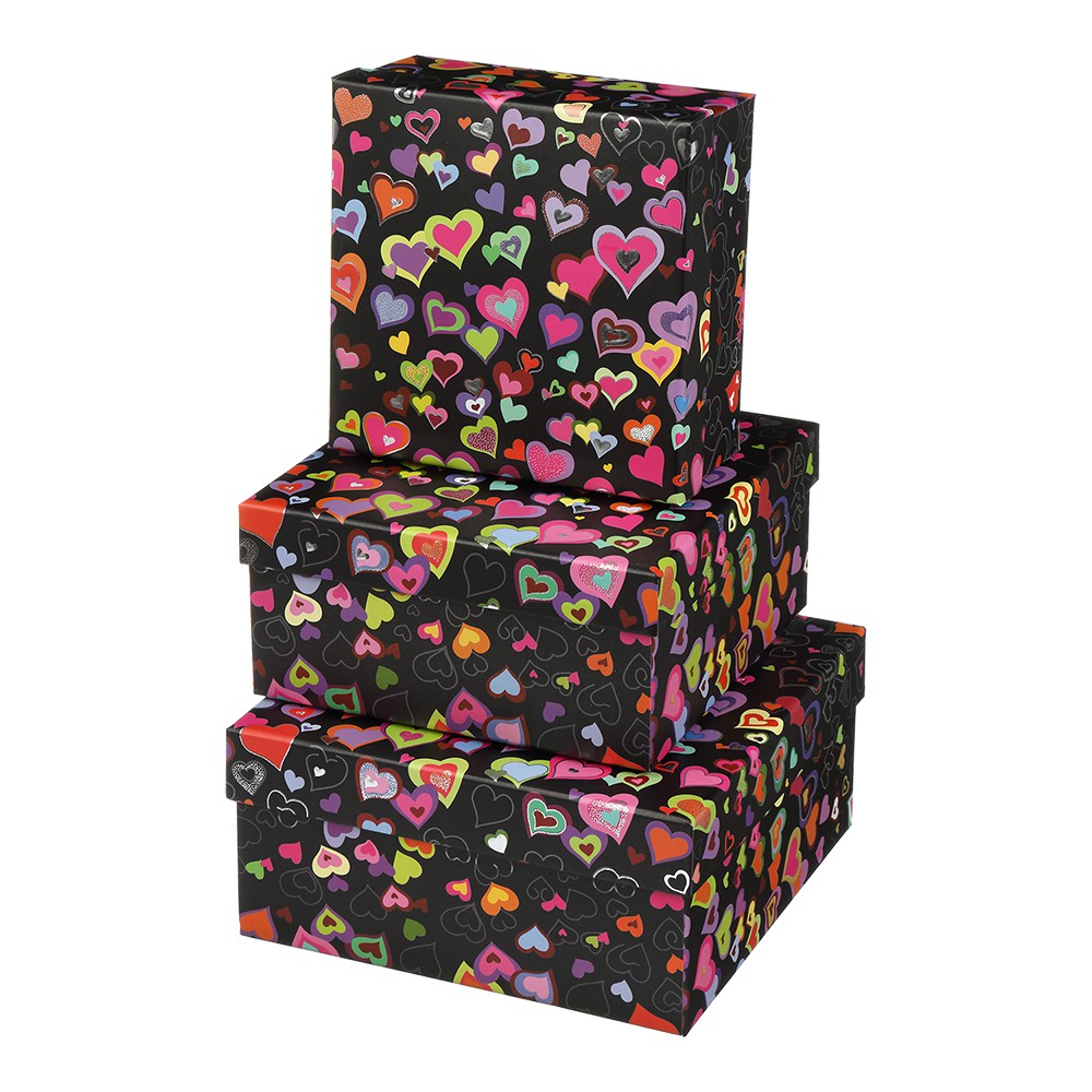 Коробки подарункові, набір 3шт, вкладені 1в1 - розмір найбільшої 20х20х9.5см, тиснення фольгою BM.23