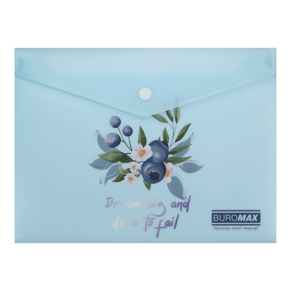 Папка-конверт А5 на кнопці, BLUEBERRY ARABESKI, напівпрозора,аквамарин