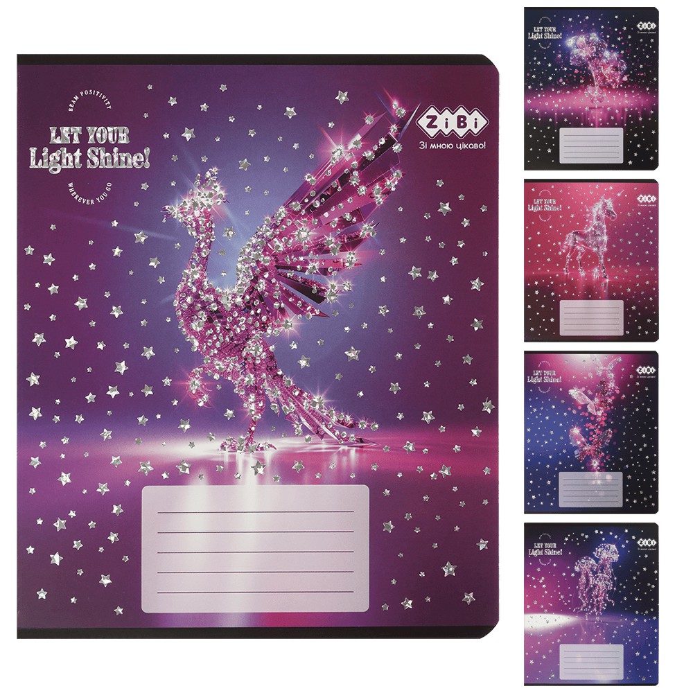 /Зошит учнівський загальний SHINE, 48 арк., клітинка, KIDS LINE