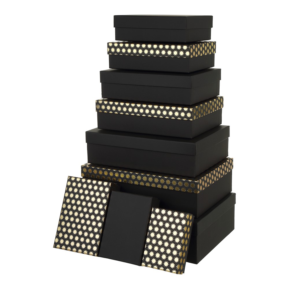 Коробки подарункові, набір 10шт, вкладені 1в1 - розмір найбільшої 37х27х11см, тиснення фольгою BM.23