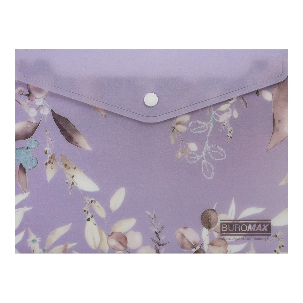 Папка-конверт А5 на кнопці, LILAC ARABESKI, напівпрозора, сливова