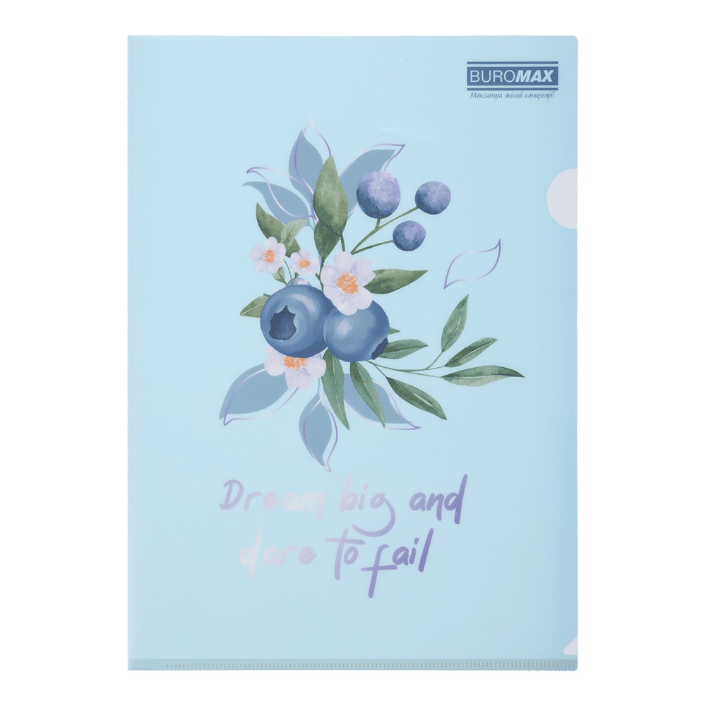 Папка-кутик А4, BLUEBERRY ARABESKI, напівпрозора,аквамарин