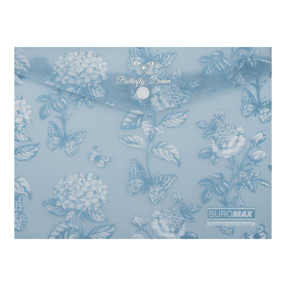 Папка-конверт А5 на кнопці, GLADE ARABESKI, напівпрозора, синьо-сіра