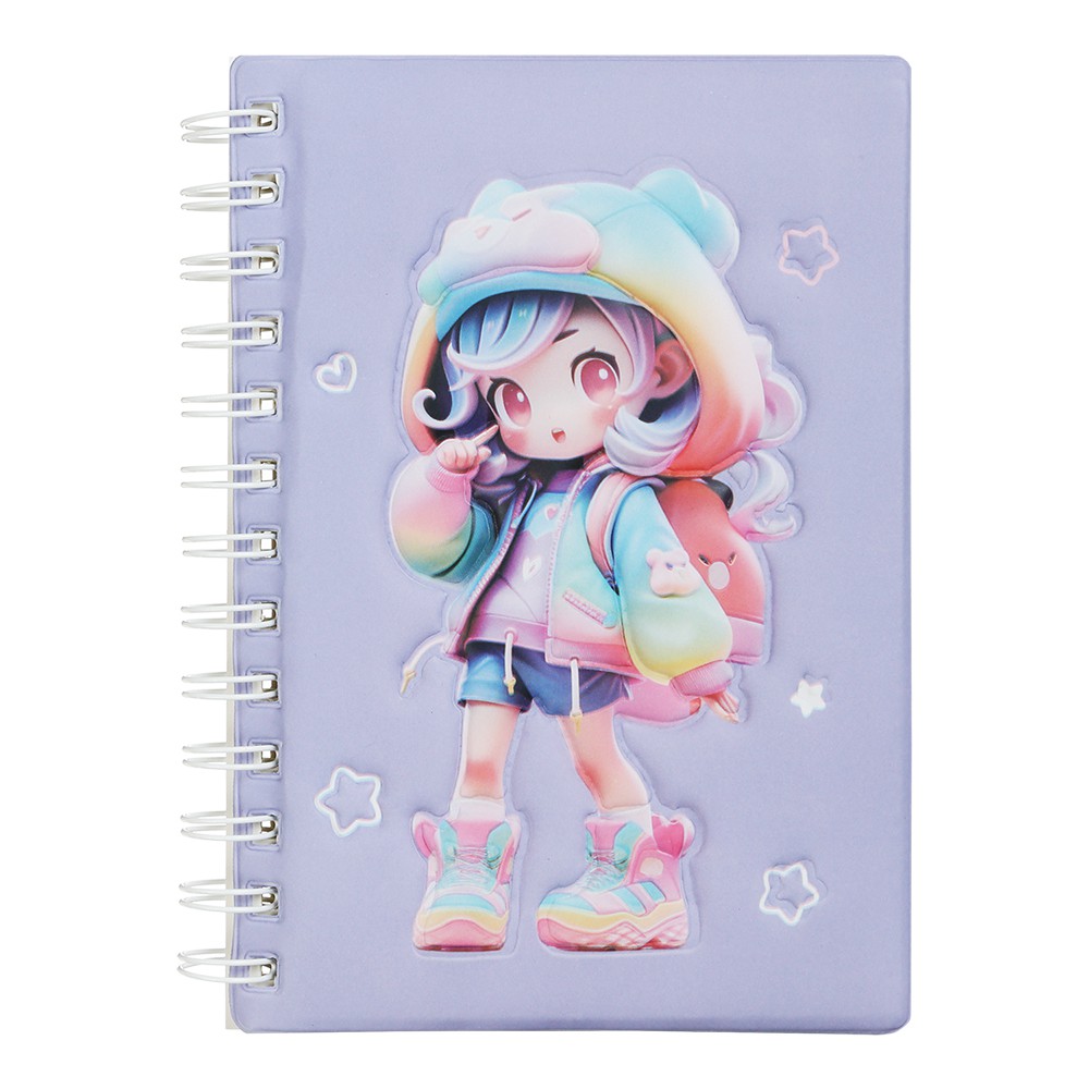 Зошит на пружині CUTE, 179 х 126 мм, 80 арк., лінія, Soft PU обкладинка, фіолетова, KIDS Line