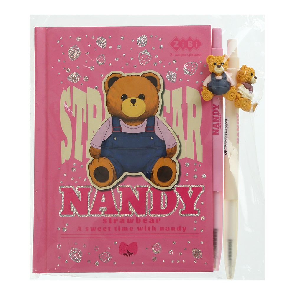 /Набір 1 - BEAR TOY блокнот А6, 64 л., клітинка + 2 кулькові ручки автоматичні, KIDS Line