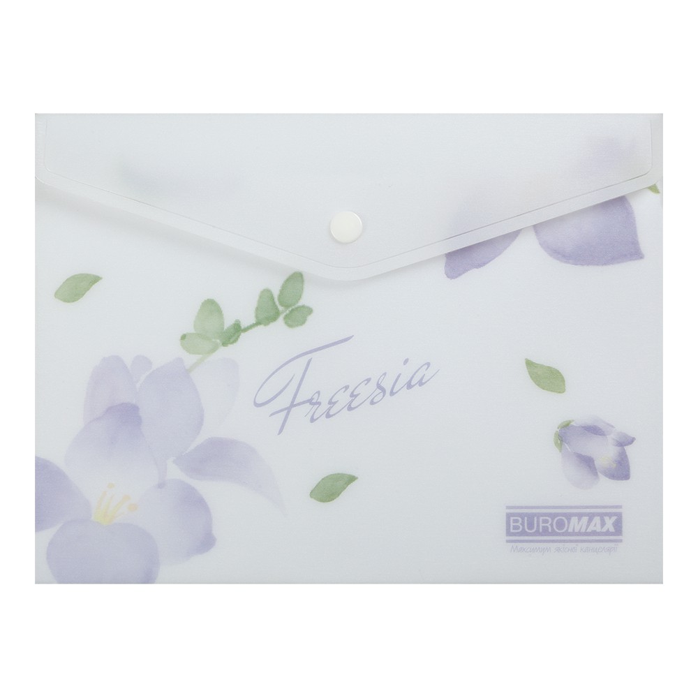 Папка-конверт А5 на кнопці, FREESIA ARABESKI, напівпрозора, бузкова