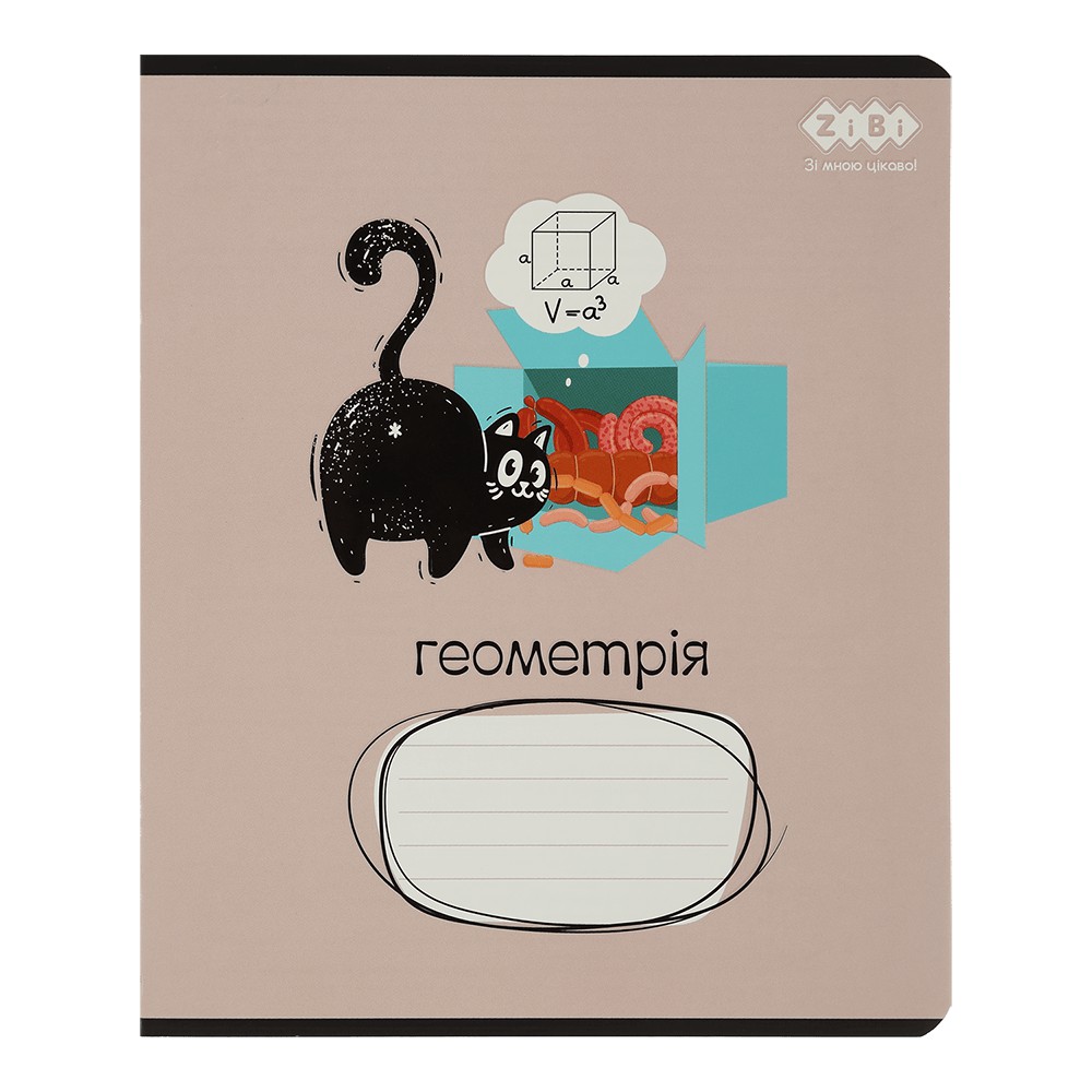 /Зошит учнівський загальний CRAZY CAT, 48арк., клітинка, геометрія, конгревн. тисн. + УФ лак вибір.