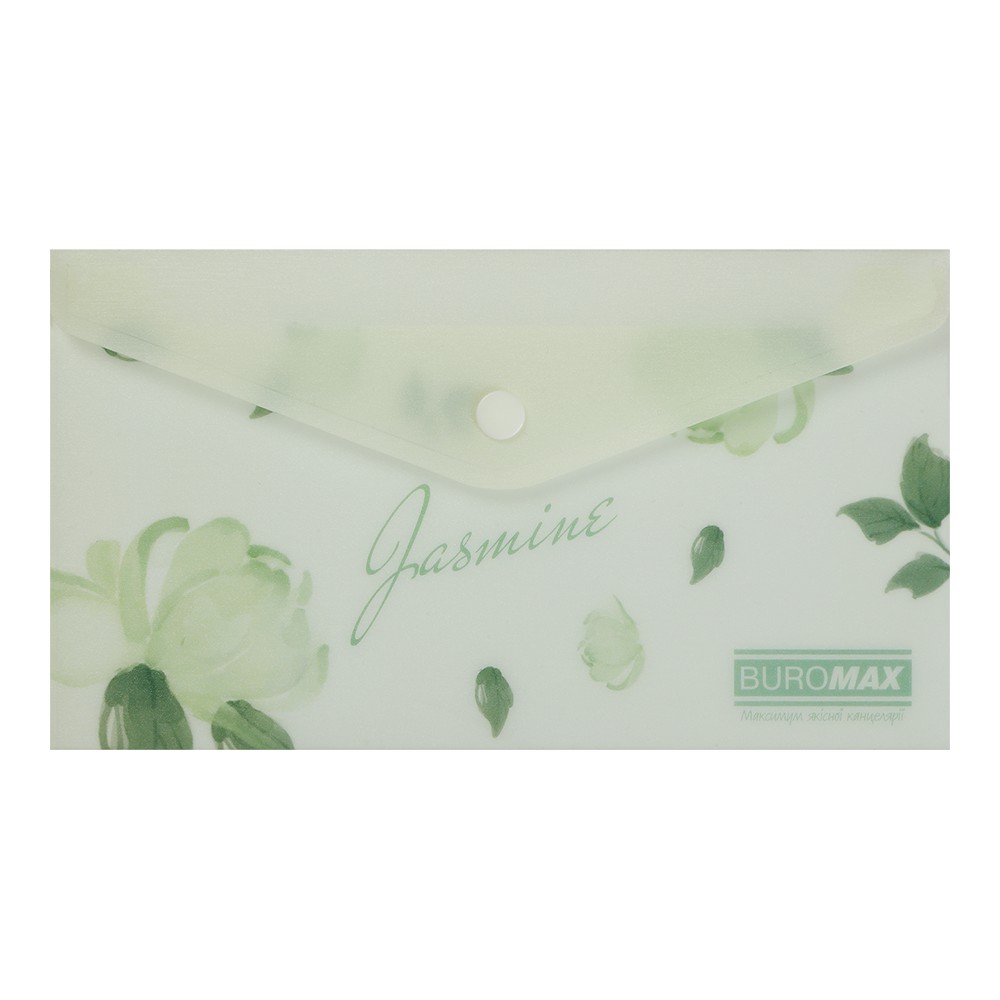 Папка-конверт DL на кнопці, JASMINE ARABESKI, напівпрозора, м'ятна