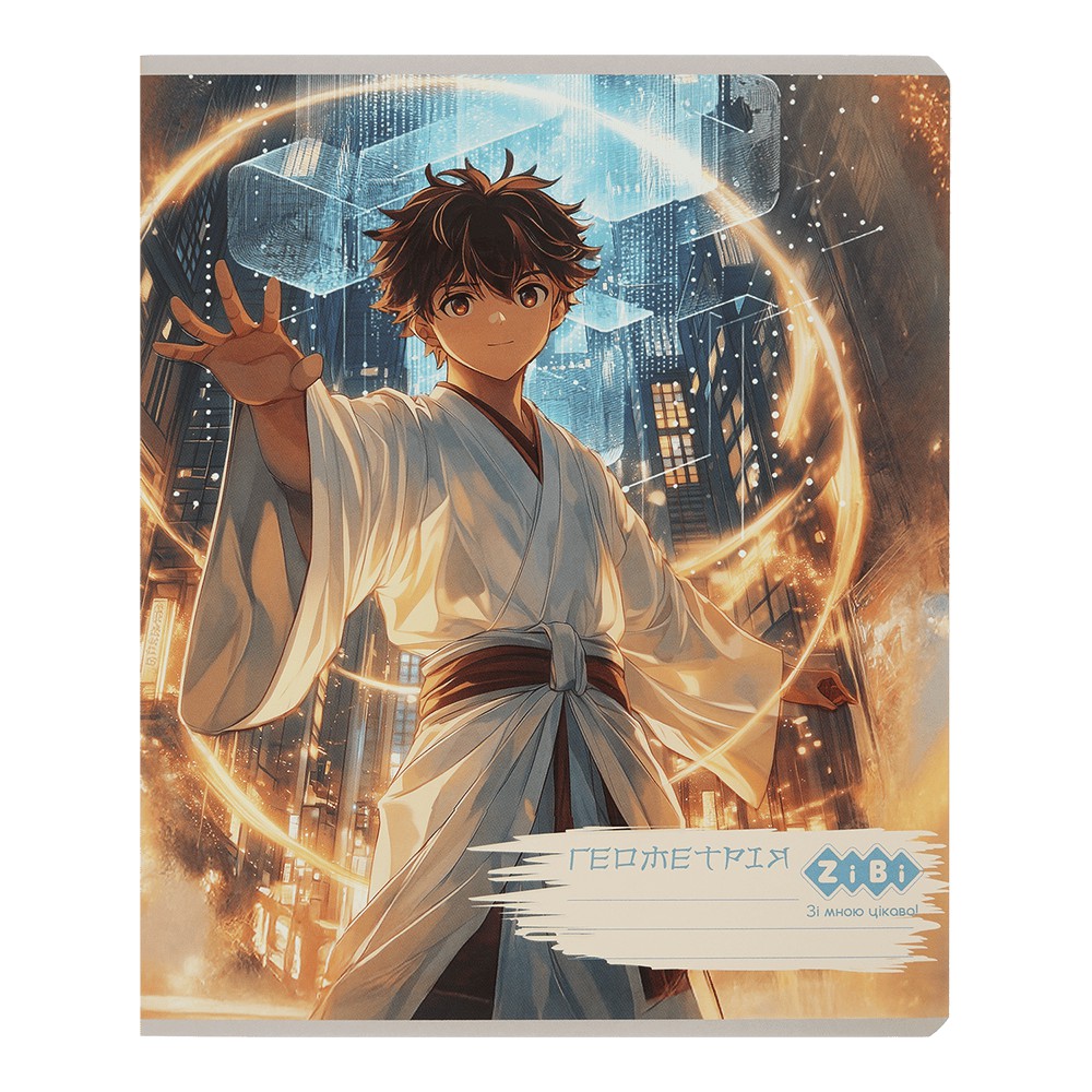 /Зошит учнівський загальний ANIME, 48арк., клітинка, геометрія, конгрев. тисн. + УФ лак, KIDS LINE