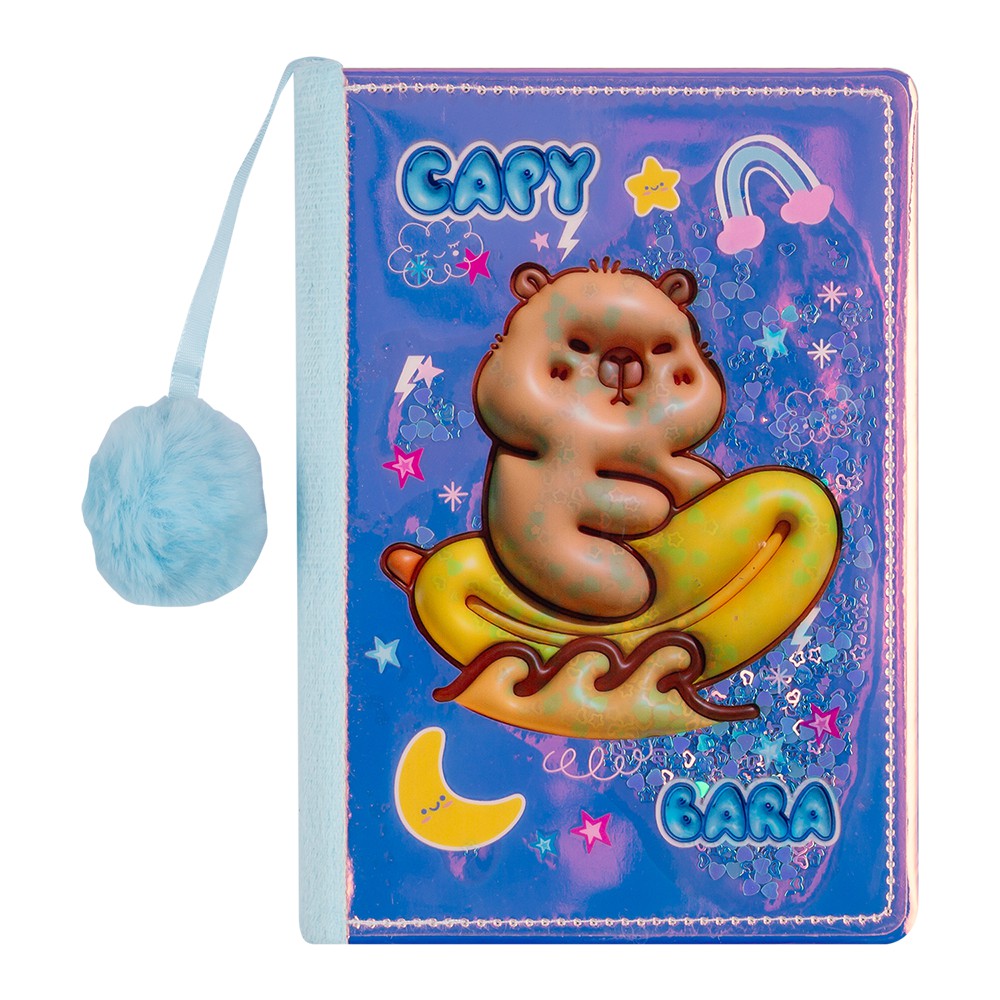 Блокнот  CAPYBARA, А5, 80 арк., клітинка, з глітером, асорті, KIDS Line