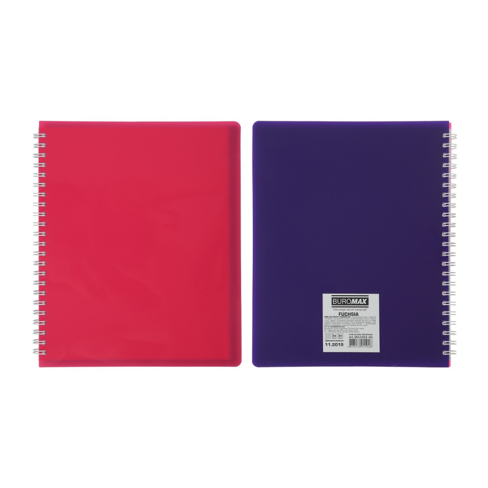 /Зошит на пруж. FUCHSIA, В5, 96 арк, кл., з розділюв., пласт.обкл.