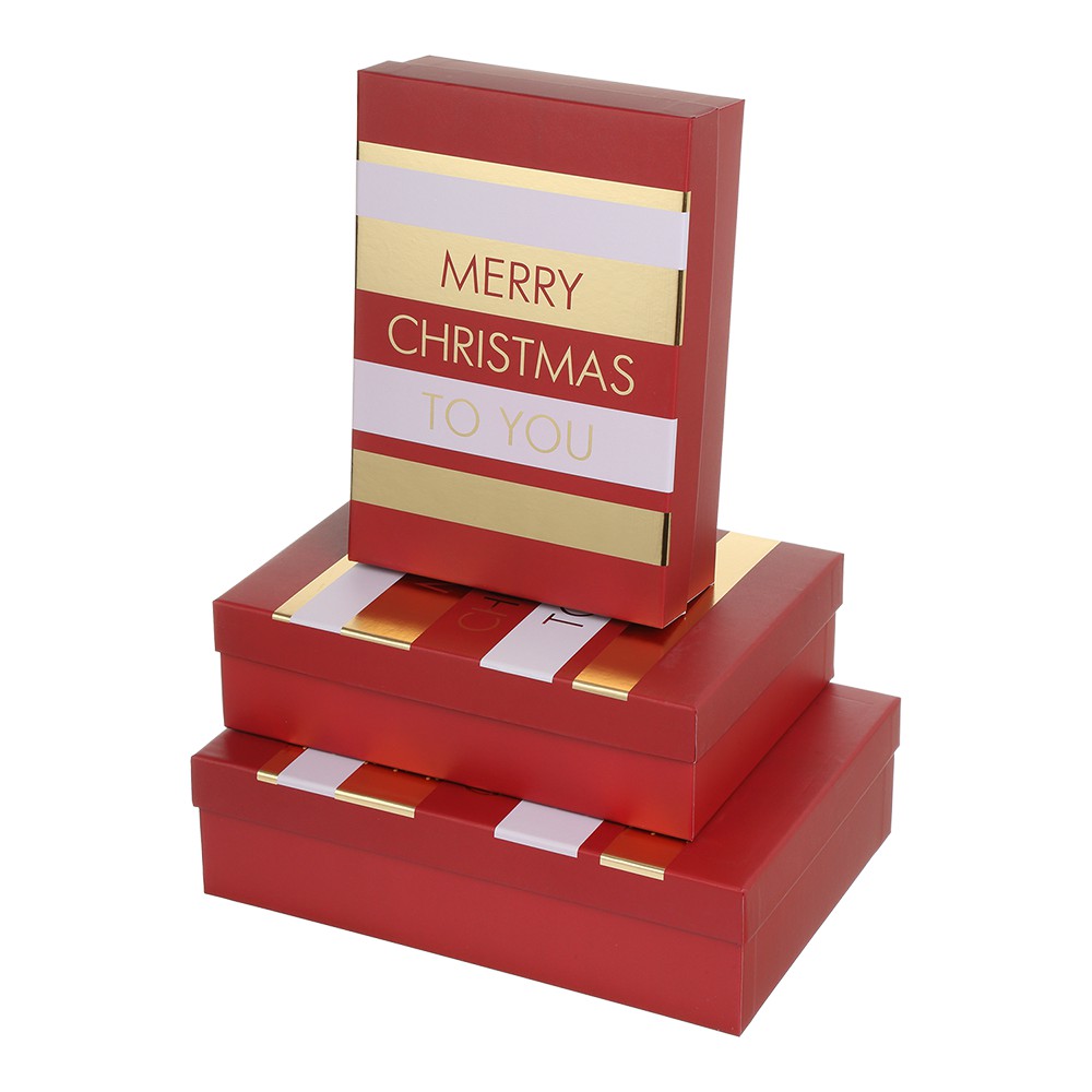 Коробки подарункові, набір 3шт, вкладені 1в1 - розмір найбільшої 33х23.5х9см, тиснення фольгою BM.23