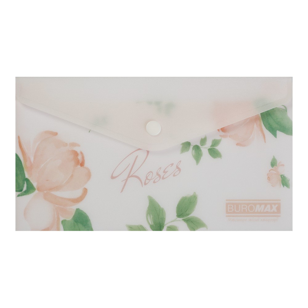 Папка-конверт DL на кнопці, RAMIRA ARABESKI, напівпрозора, коралова