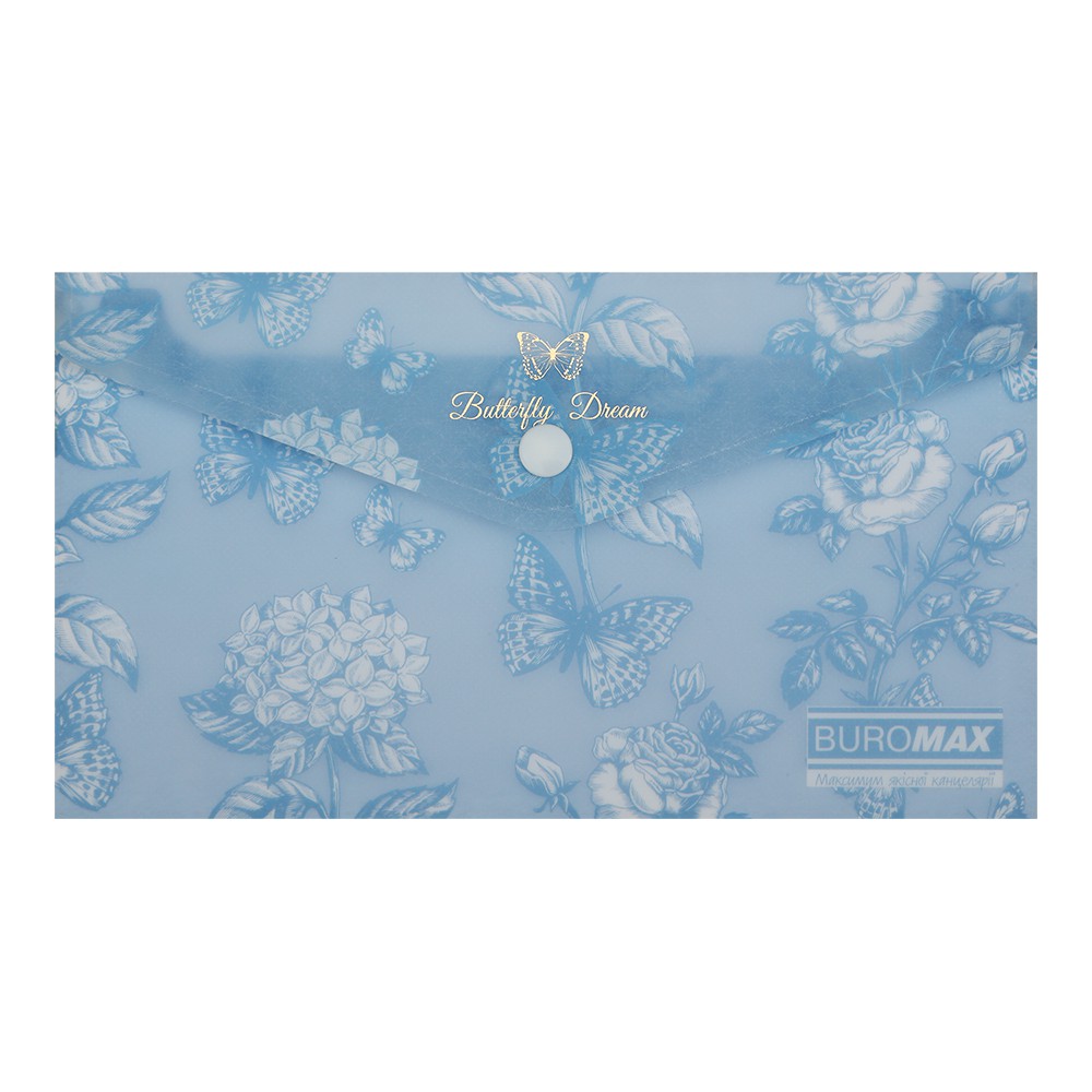 Папка-конверт DL на кнопці, GLADE ARABESKI, напівпрозора, синьо-сіра