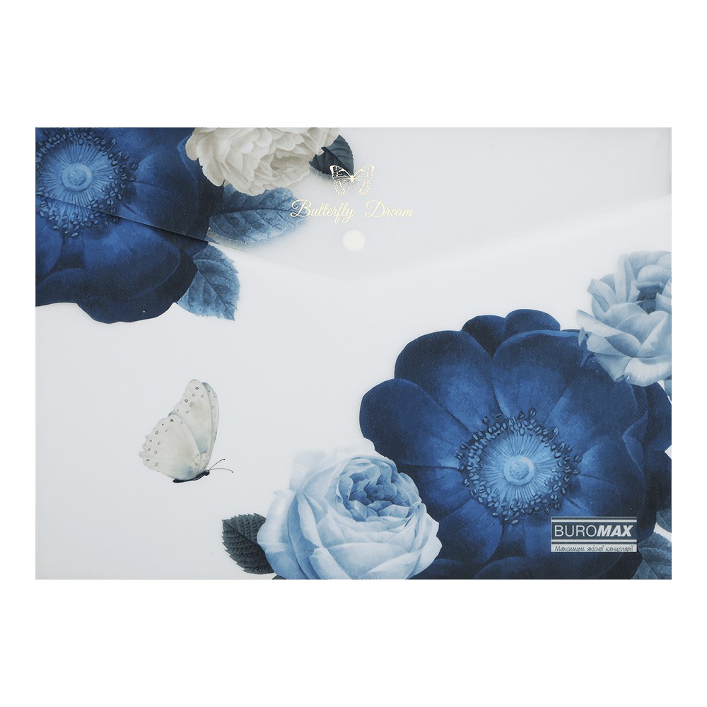 Папка-конверт А4 на кнопці, SHADES ARABESKI, напівпрозора, темно-синя