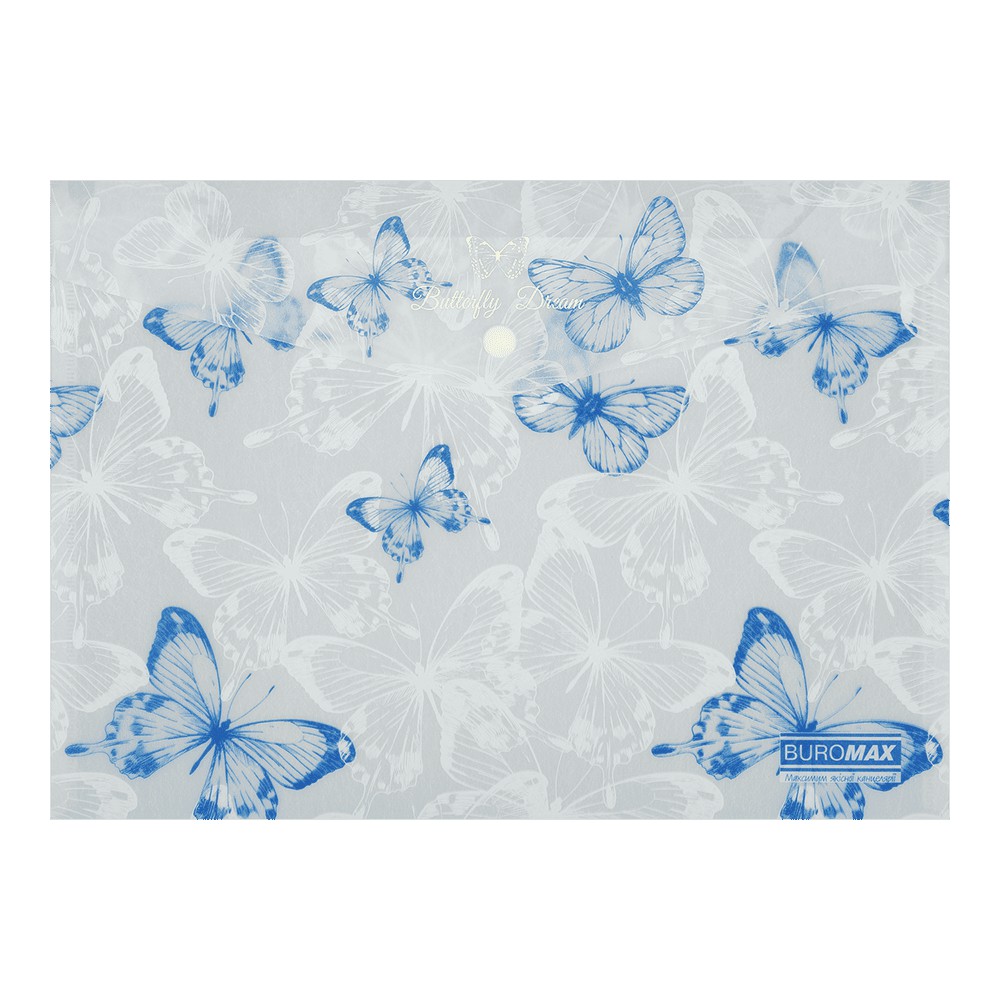 Папка-конверт А4 на кнопці, BUTTERFLY ARABESKI, напівпрозора, біла перламутрова