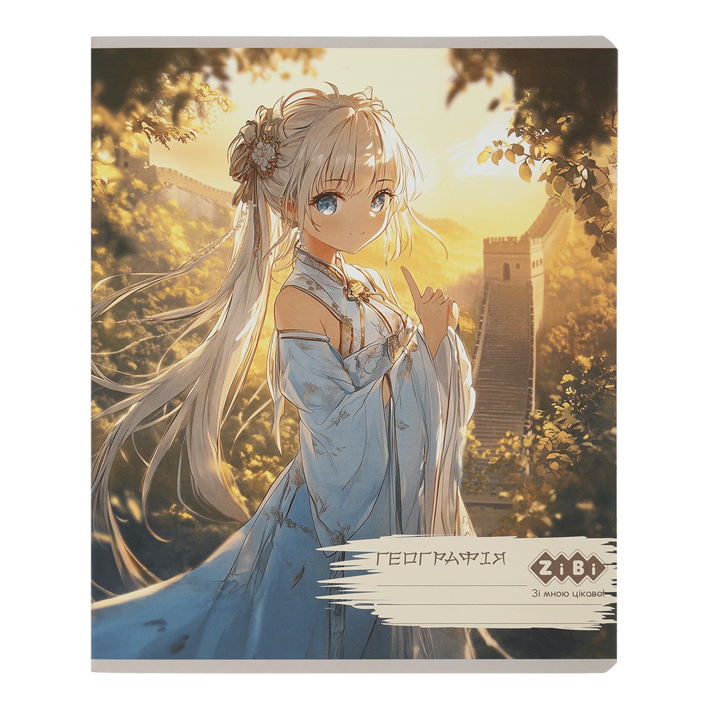 /Зошит учнівський загальний ANIME, 48арк., клітинка, географія, конгрев. тисн. + УФ лак, KIDS LINE