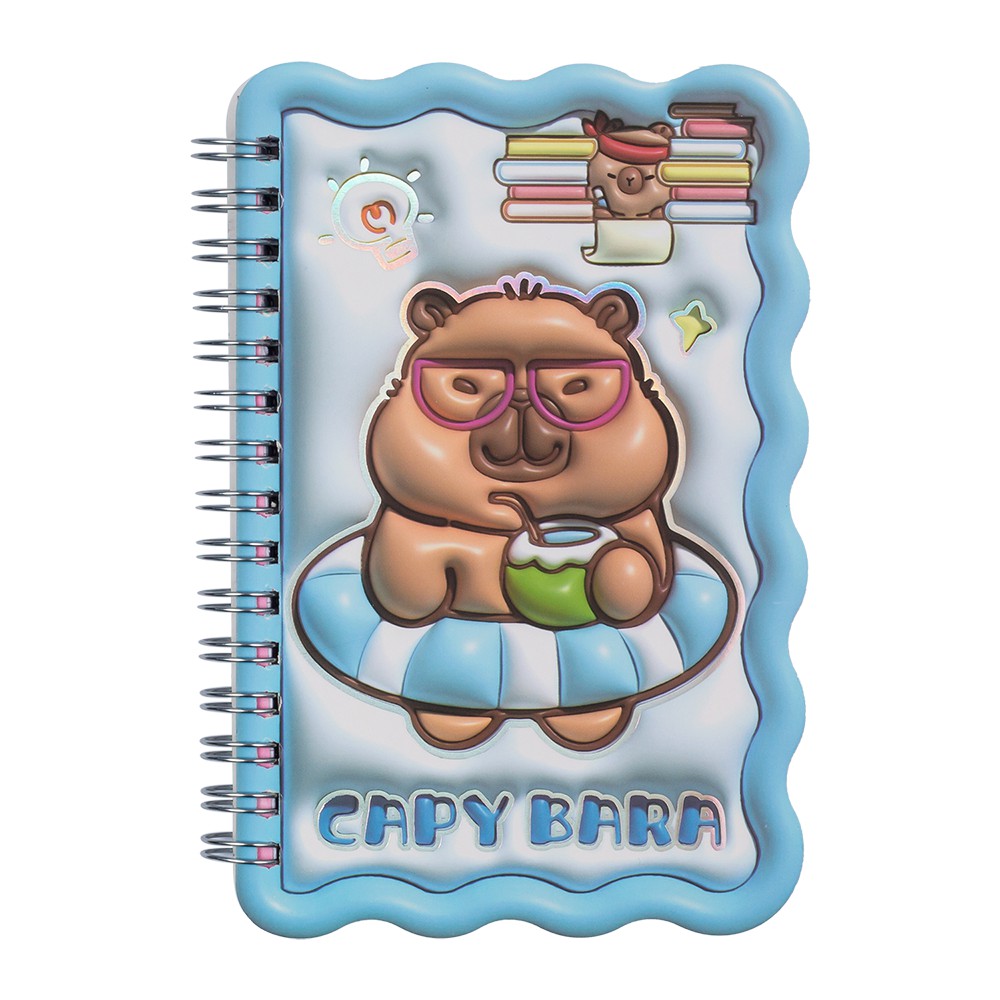 Блокнот на пружині збоку CAPYBARA, А6, 60 арк., клітинка, асорті, KIDS Line