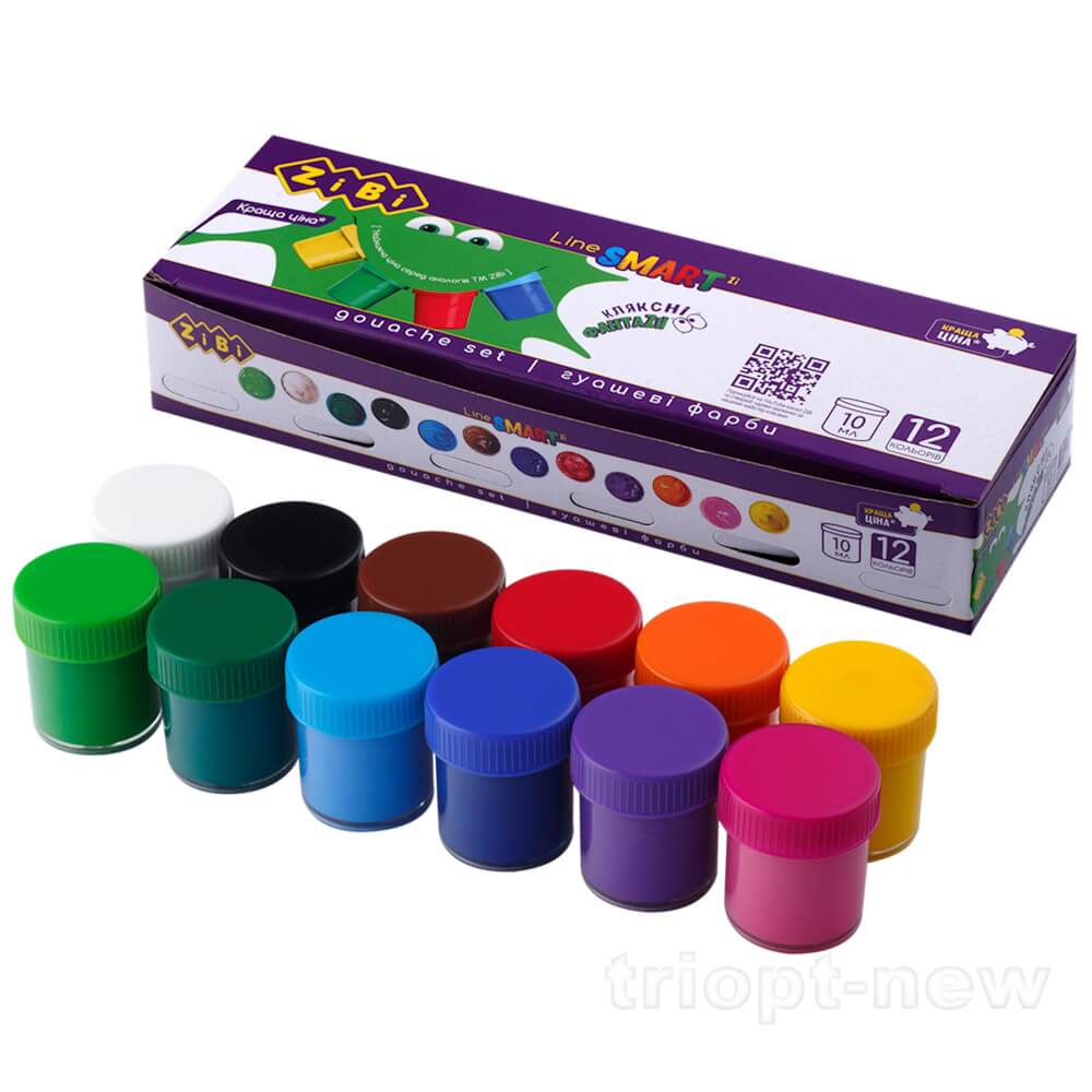 Гуаш 12 кол.х 10мл. ZB.6651