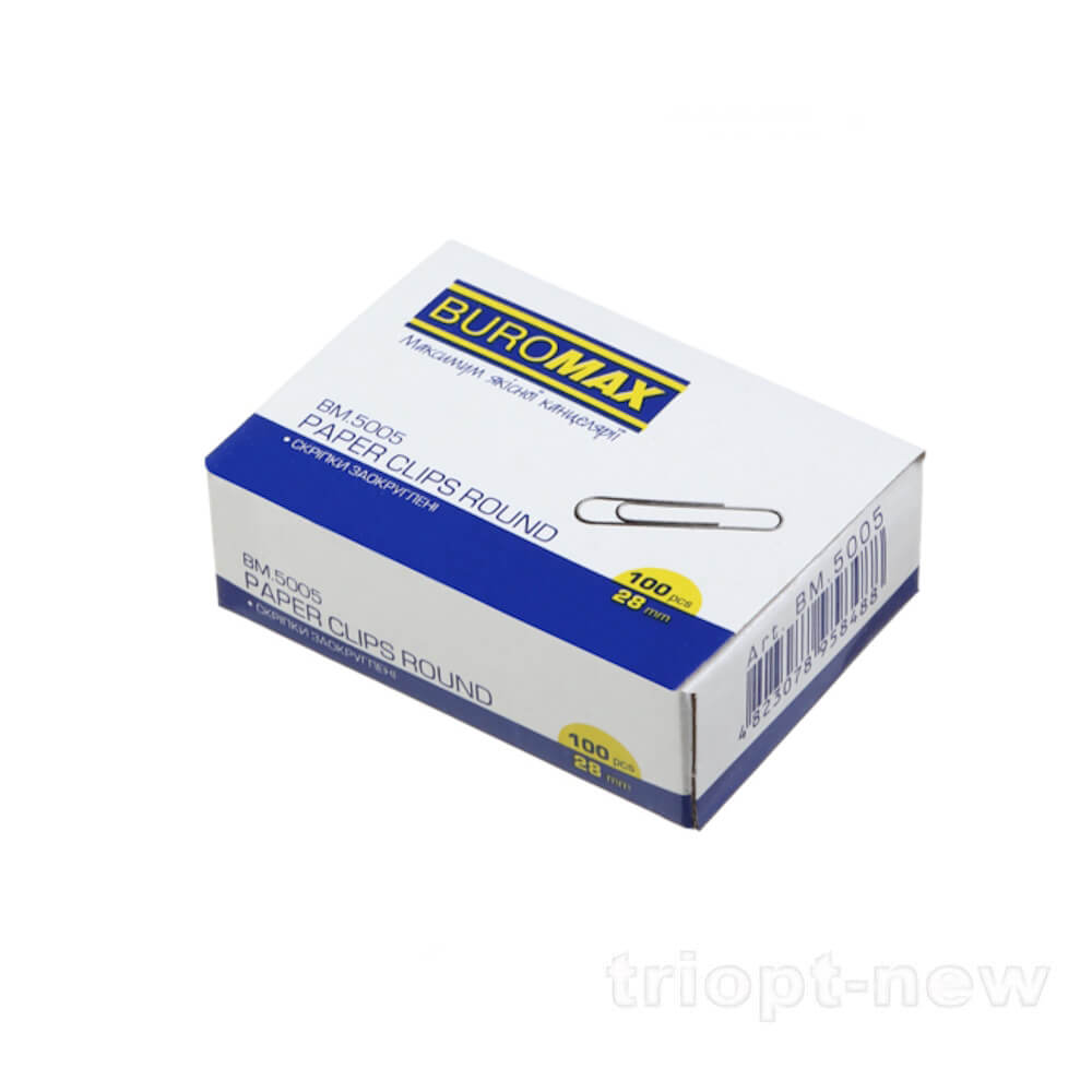 Скріпки нікельовані 28 мм, 100 шт.,круглі BUROMAX BM.5005