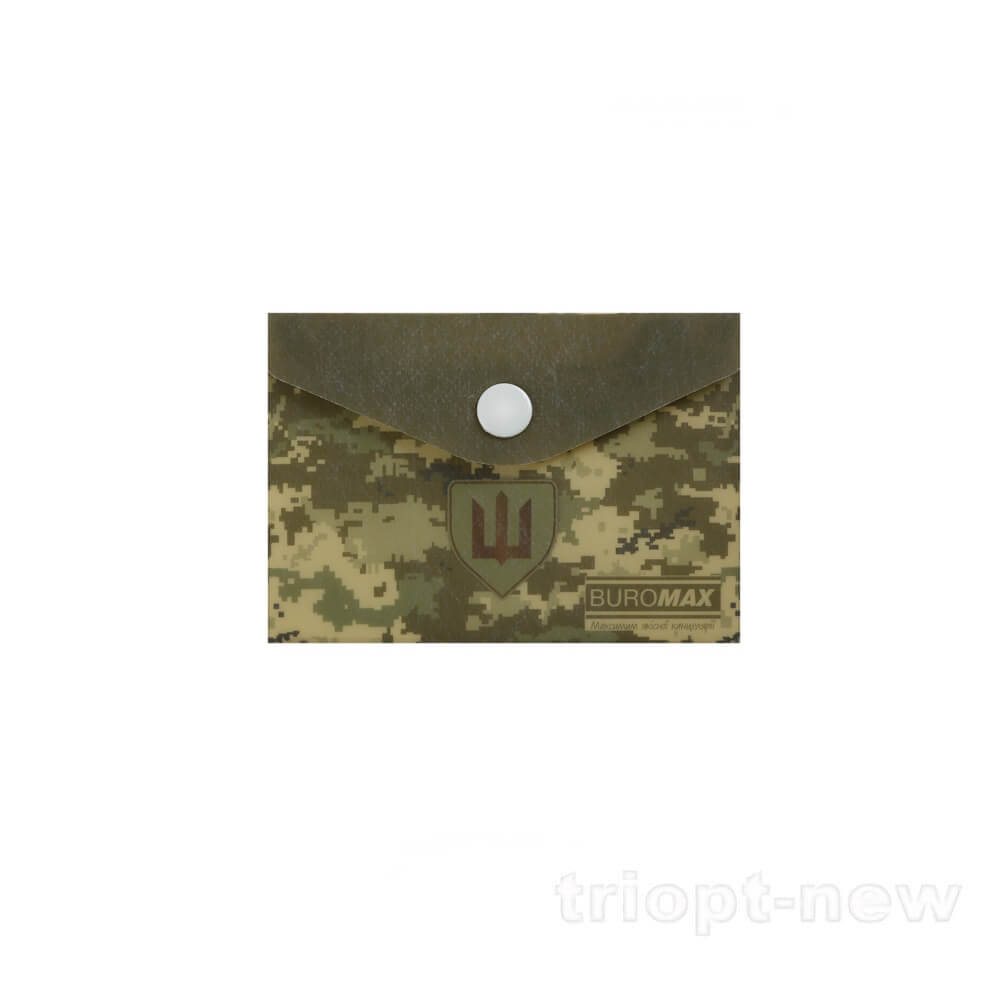 Папка-конверт на кнопці ,MILITARY A7, непрозорий матовий, пластик, зелений, BM.3923-04