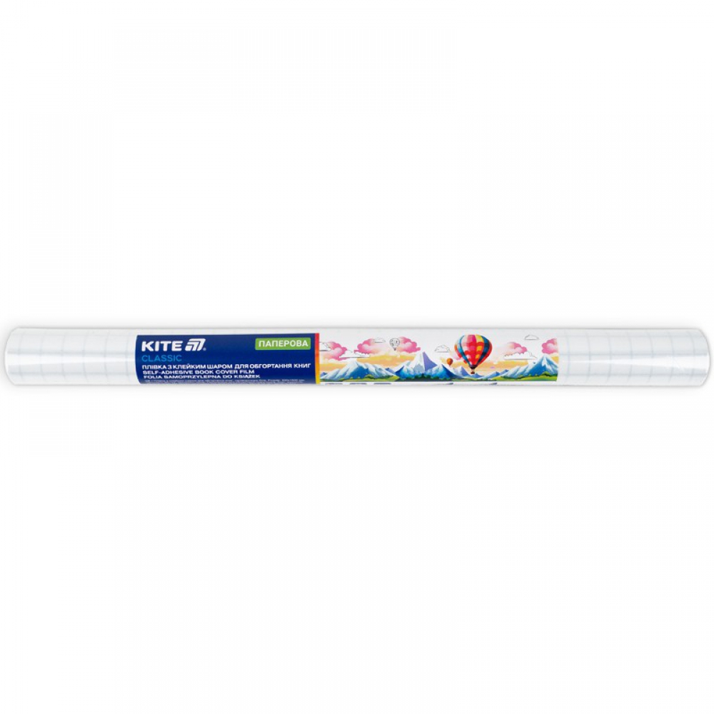 Плівка з клейким шаром для обгортання книг, 330х1500 мм, паперова, рулон, напівпрозора біла. Упаковка: термозбіжна плівка та етикетка.