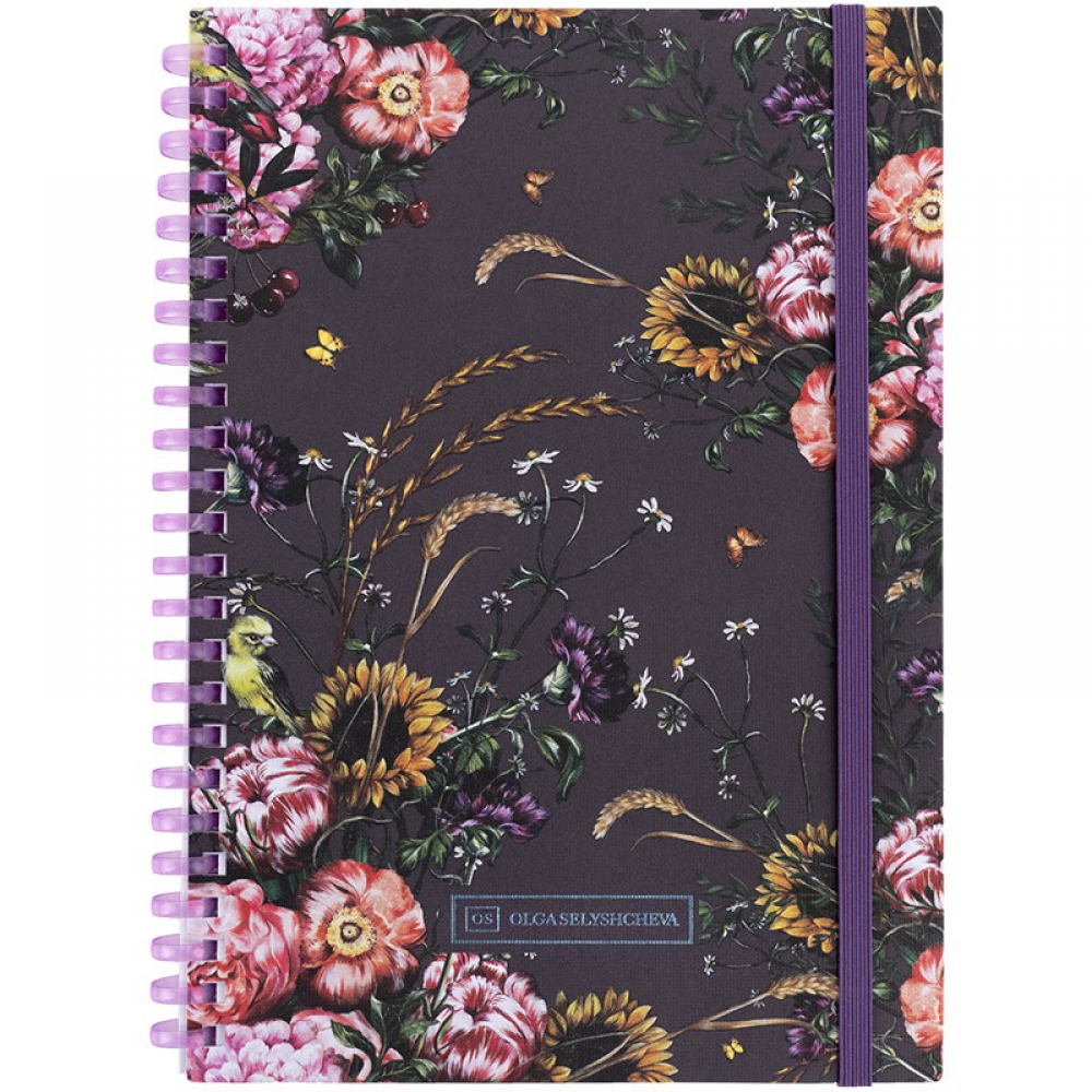 Блокнот на спіралі картонна обкладинка., А5, 80 арк.,кл.,OS, Purple field