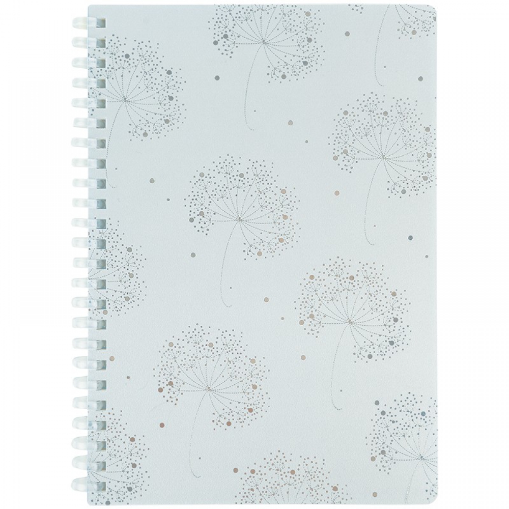 Блокнот на спіралі пластикова обкл., А5, 80 аркушів, клітинка, Flower Symphony 4