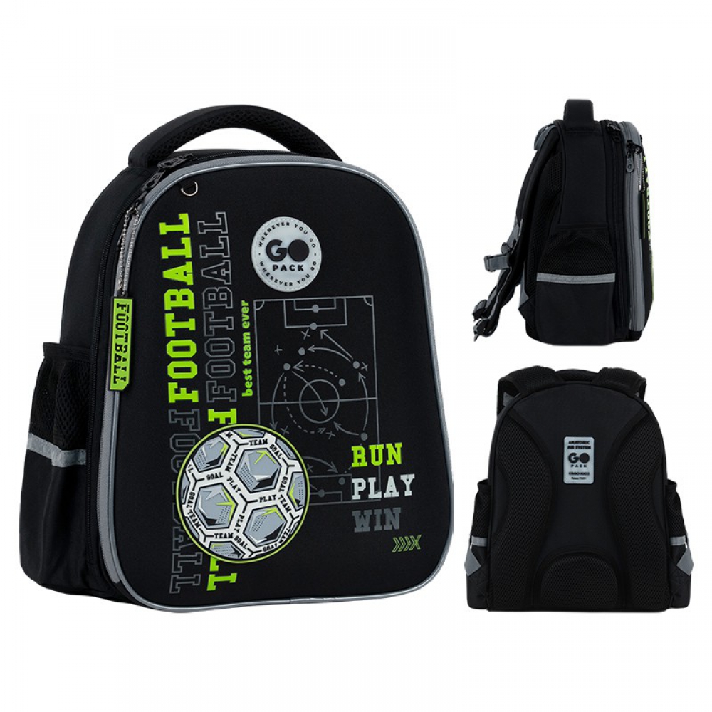 Рюкзак GoPack Education GO26-165S-4. Ортопедична спинка Ergo Kids, 2 відділення, 2 бічні кишені, органайзер, роздільники, м'яка ущільнена ручка, нагрудний ремінь, ущільнене дно з ніжками, світловідбивні елементи, підвіска