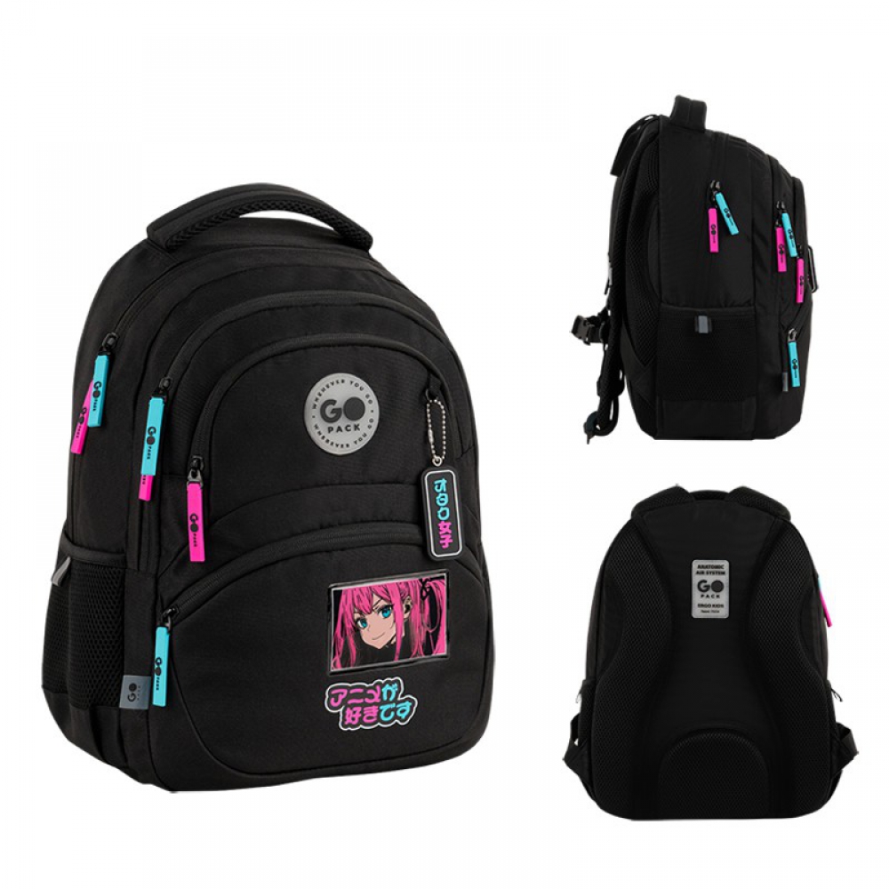 Рюкзак GoPack Education GO26-175M-2. Ортопедична спинка Ergo Kids, 2 відділення, 2 передні та 2 бічні кишені, роздільники, органайзер, м'яка ущільнена ручка, нагрудний ремінь, світловідбивні елементи, підвіска